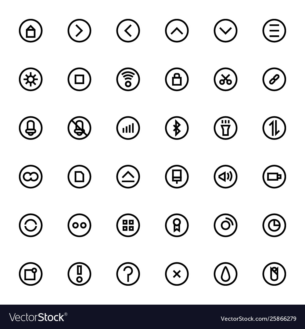 Set circle interface line icons