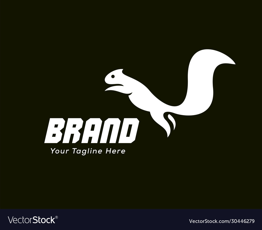 Simple unique jumping squirrel logo design