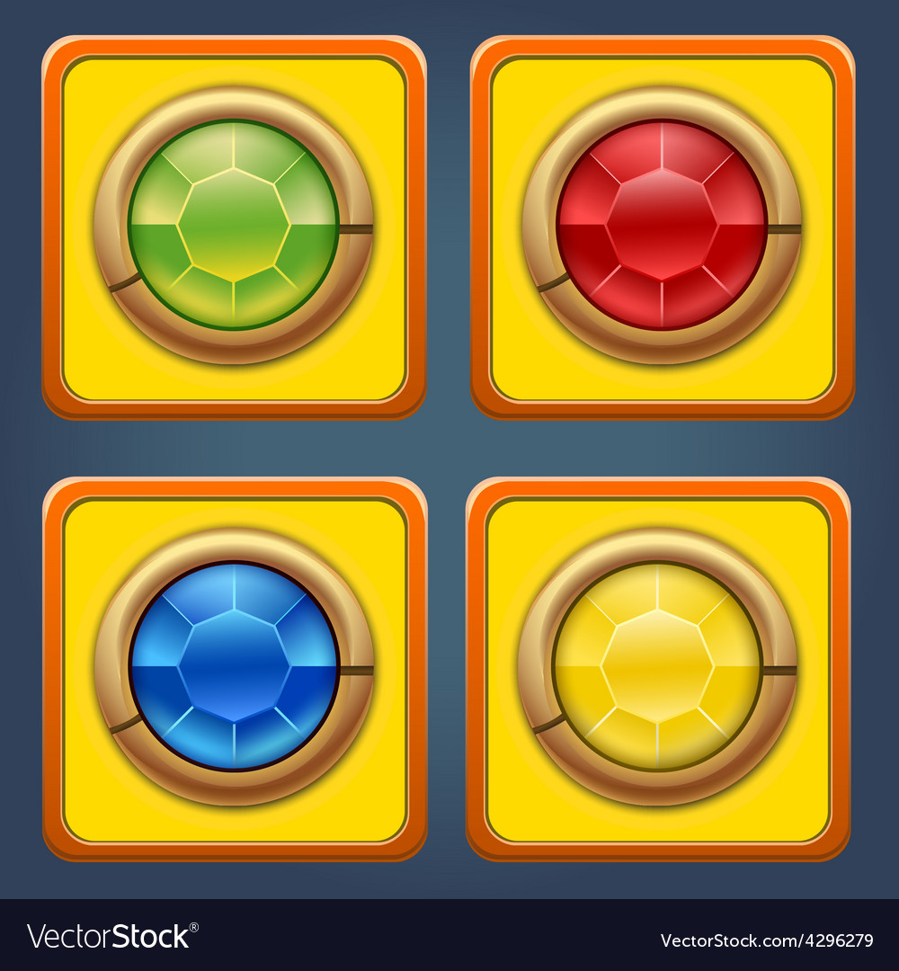 Square buttons with colored diamonds for game