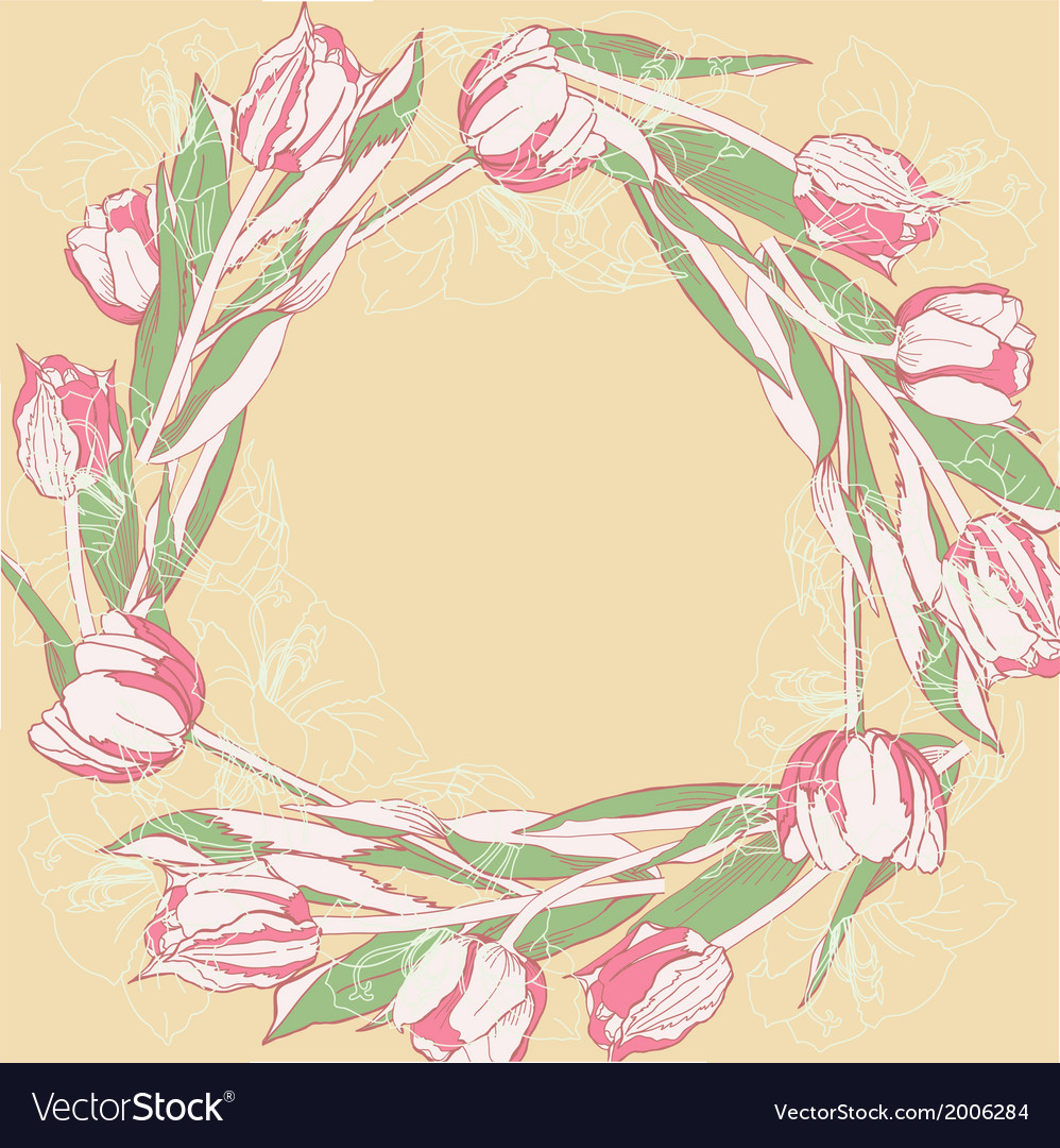 Background with pink white tulips