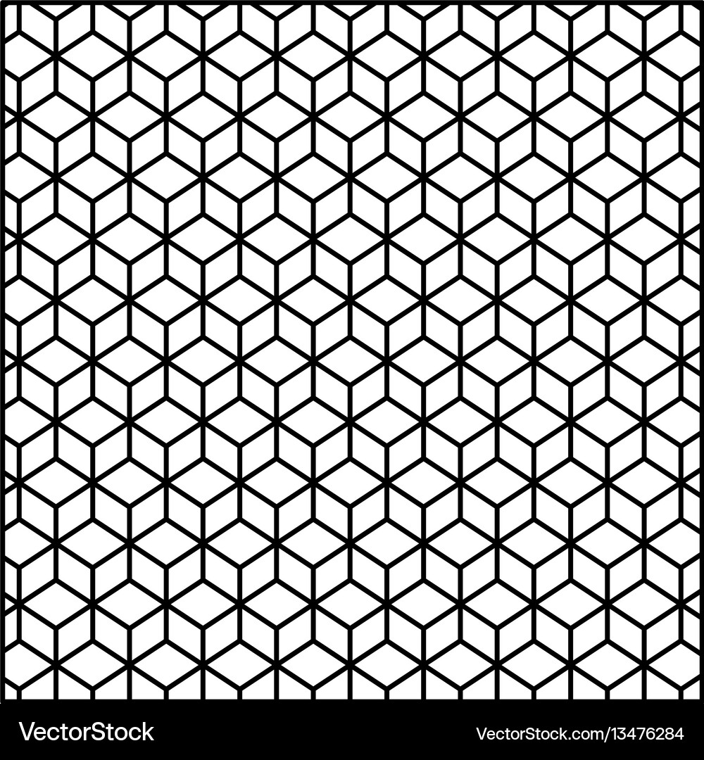 Black contour line with hexagon pattern Royalty Free Vector