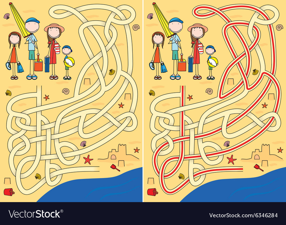 Family Maze Royalty Free Vector Image VectorStock Family Maze Royalty Free Vector Image VectorStock