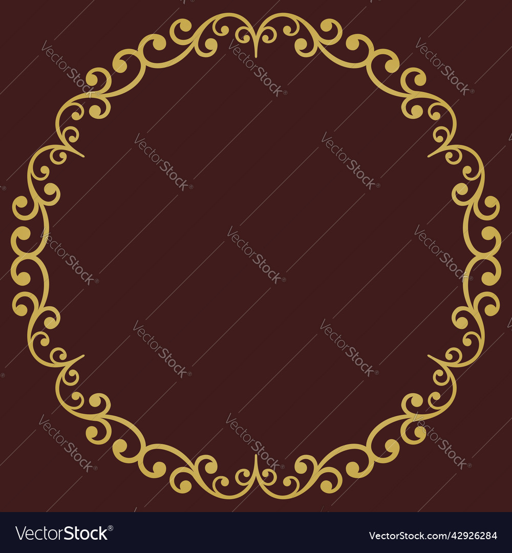 Floral abstract round frame with arabesques Vector Image