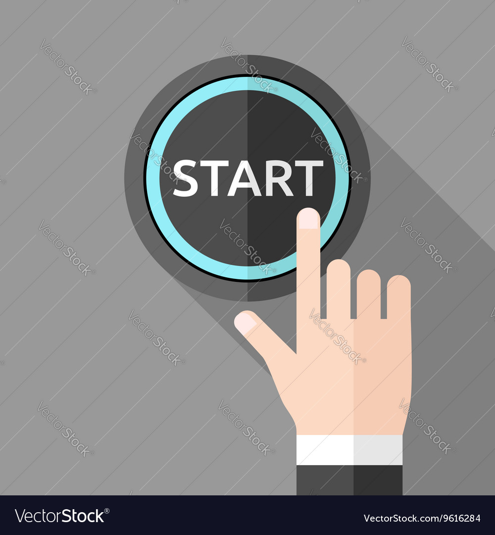 Hand pushing start button Royalty Free Vector Image