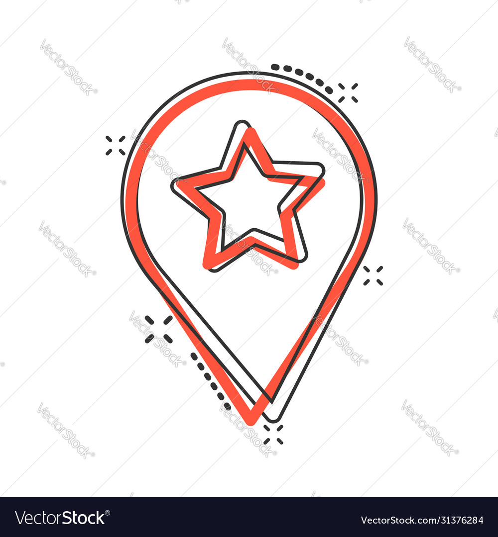 Map pin icon in comic style gps navigation