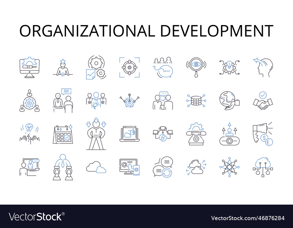 Organizational development line icons collection