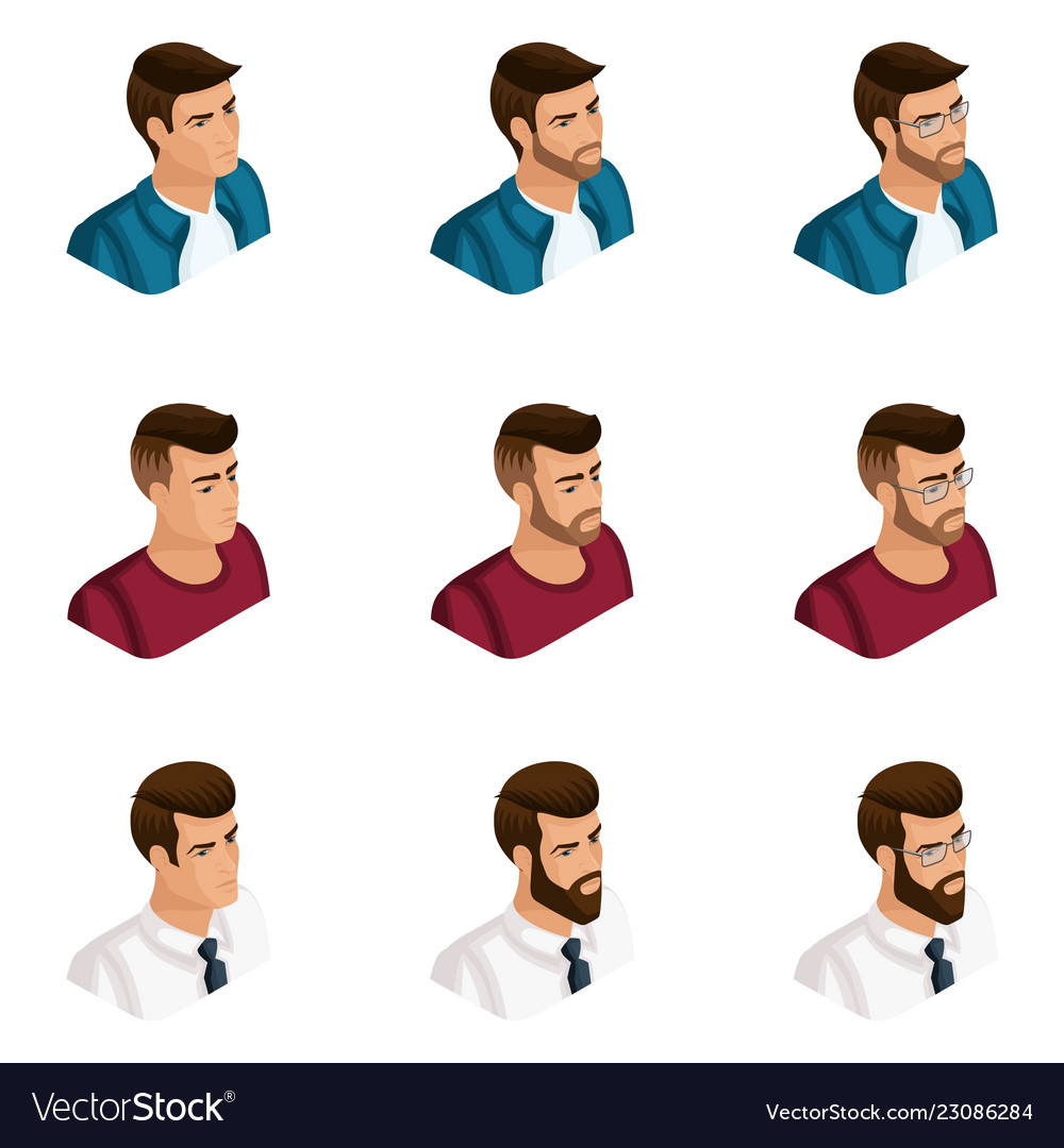 Quality isometry a set of 3d avatars vector image Quality isometry a set of 3d avatars