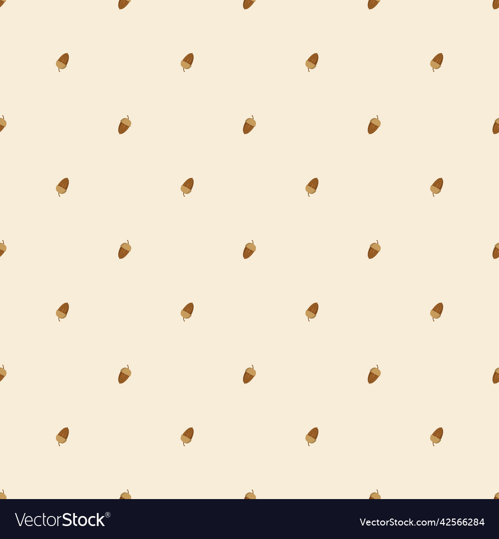 Seamless autumn pattern with acorn on yellow