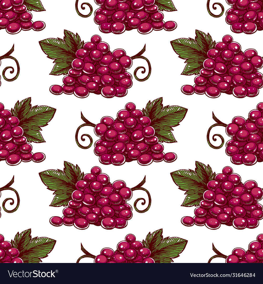 Seamless ripe red grapes Royalty Free Vector Image
