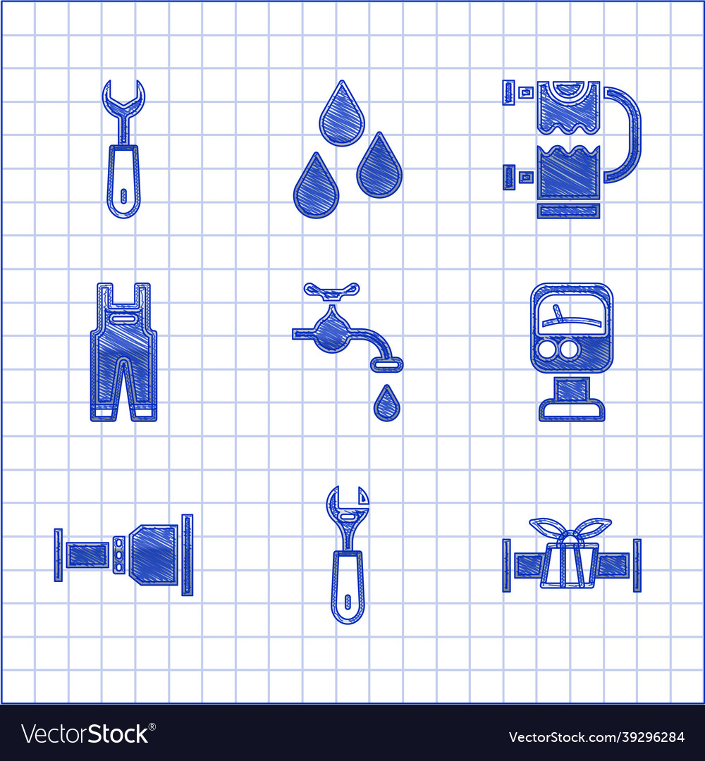 Set water tap wrench spanner industry metallic