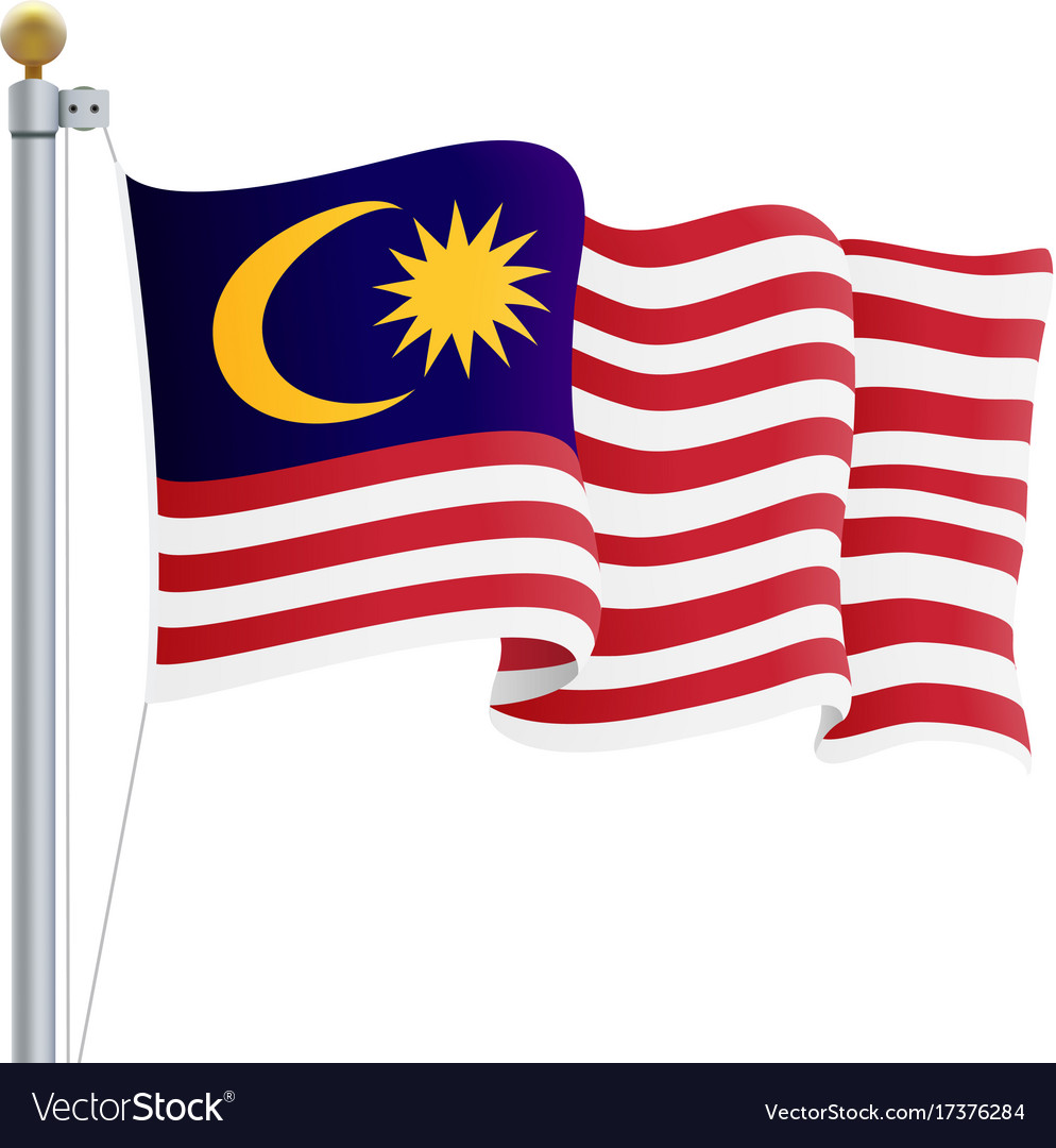 Waving malaysia flag isolated on a white Vector Image