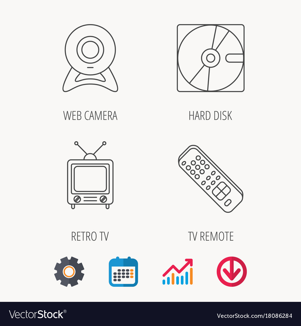 Web camera retro tv and hard disk icons