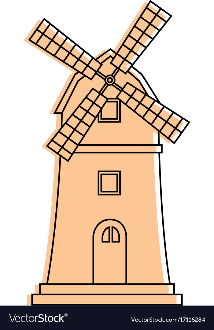 Windmill building isolated icon