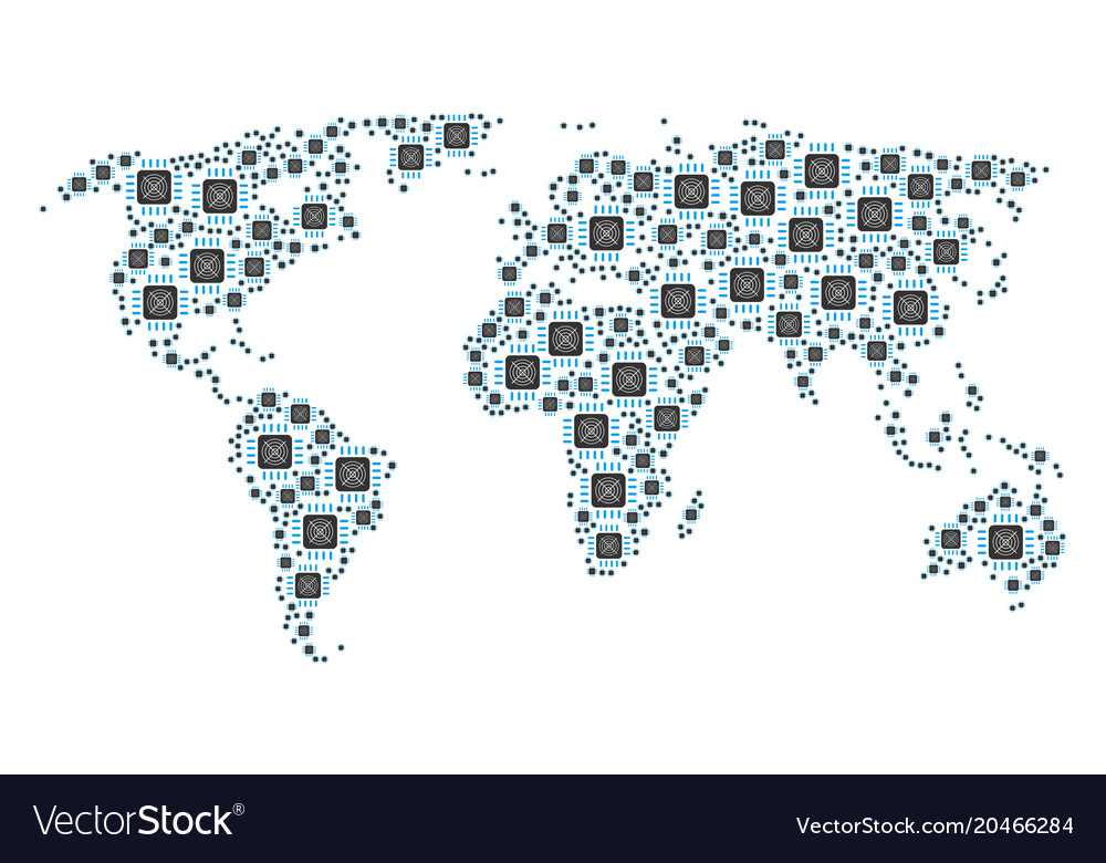 Worldwide map pattern of asic processor items