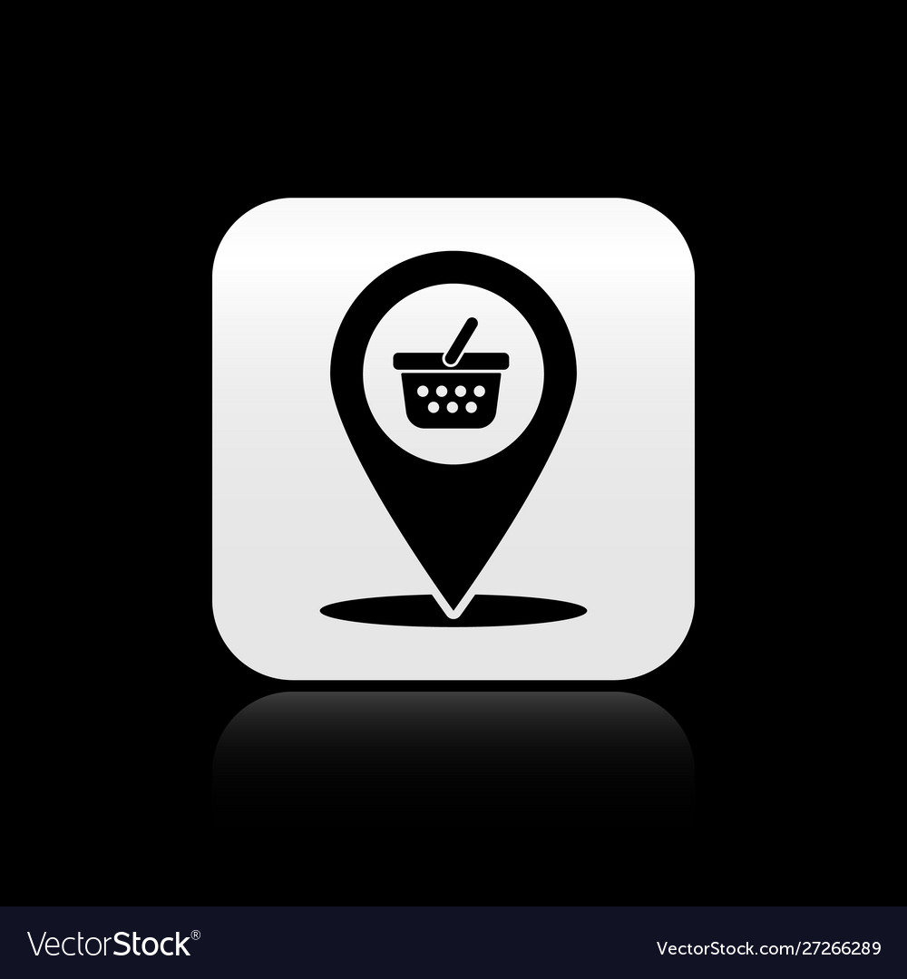 Black map pointer with shopping basket icon