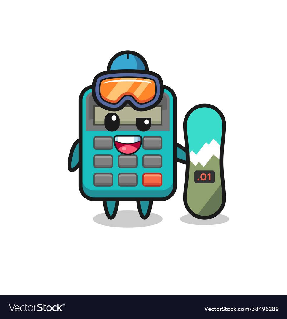 Calculator character with snowboarding style