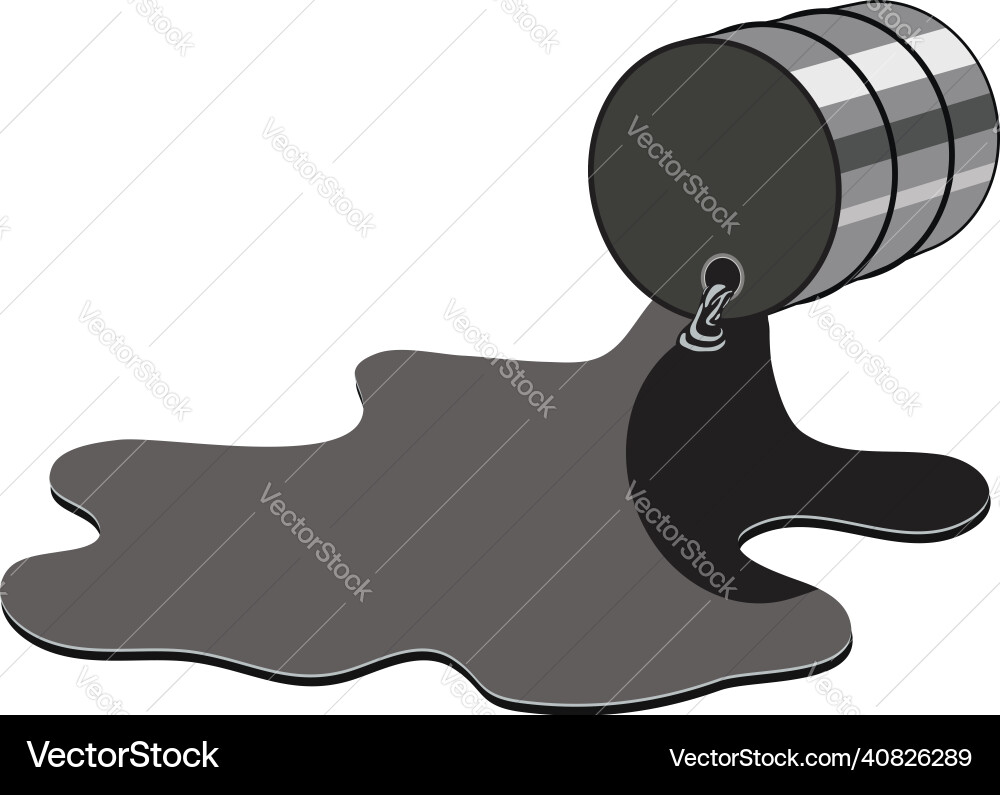 Crude oil spilled from a container Royalty Free Vector Image