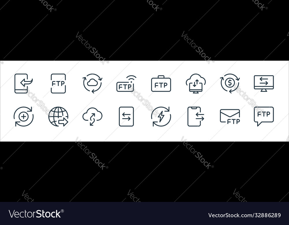 Data transfer line icons linear set quality
