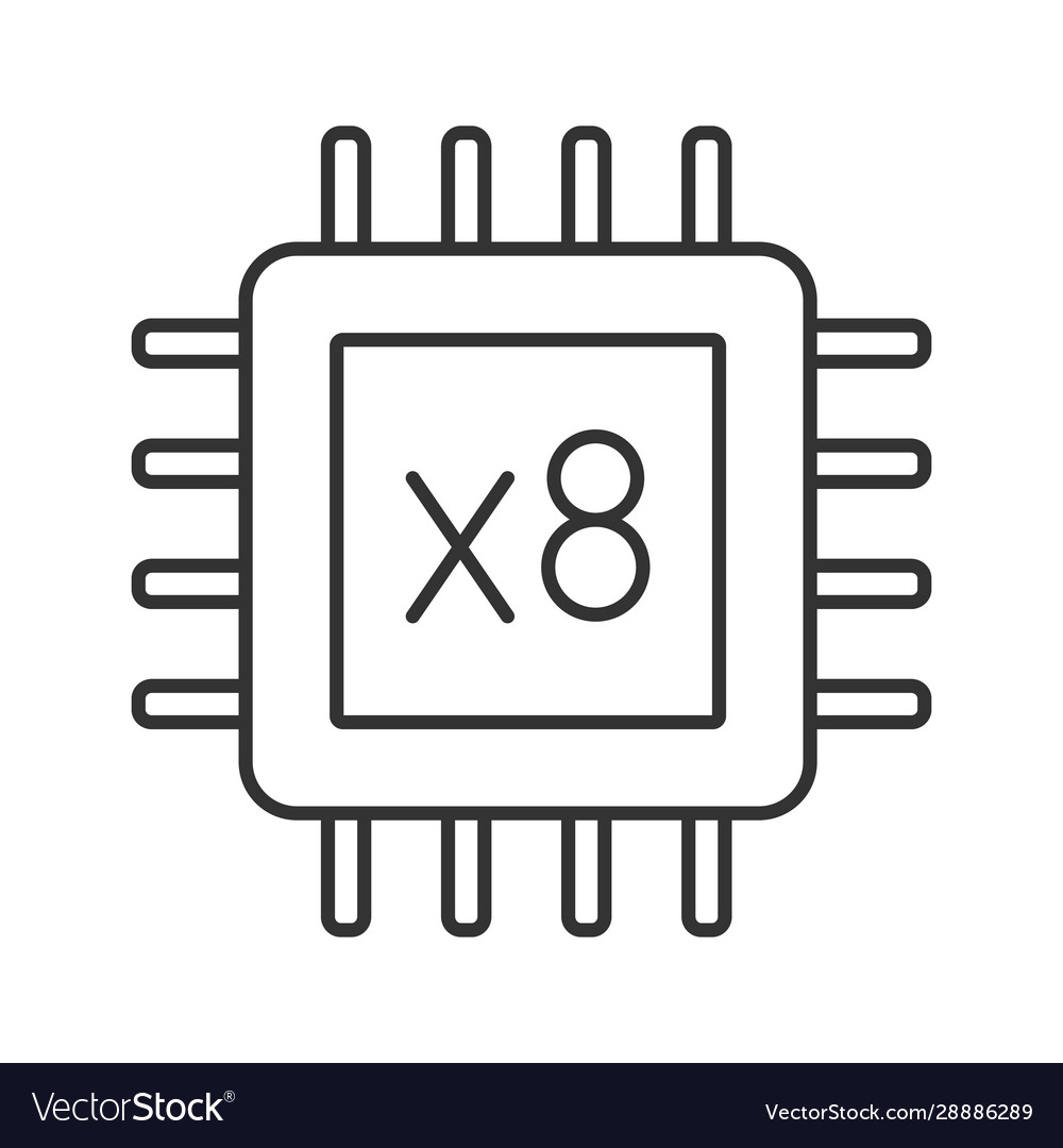 Octa core processor linear icon vector image Octa core processor linear icon