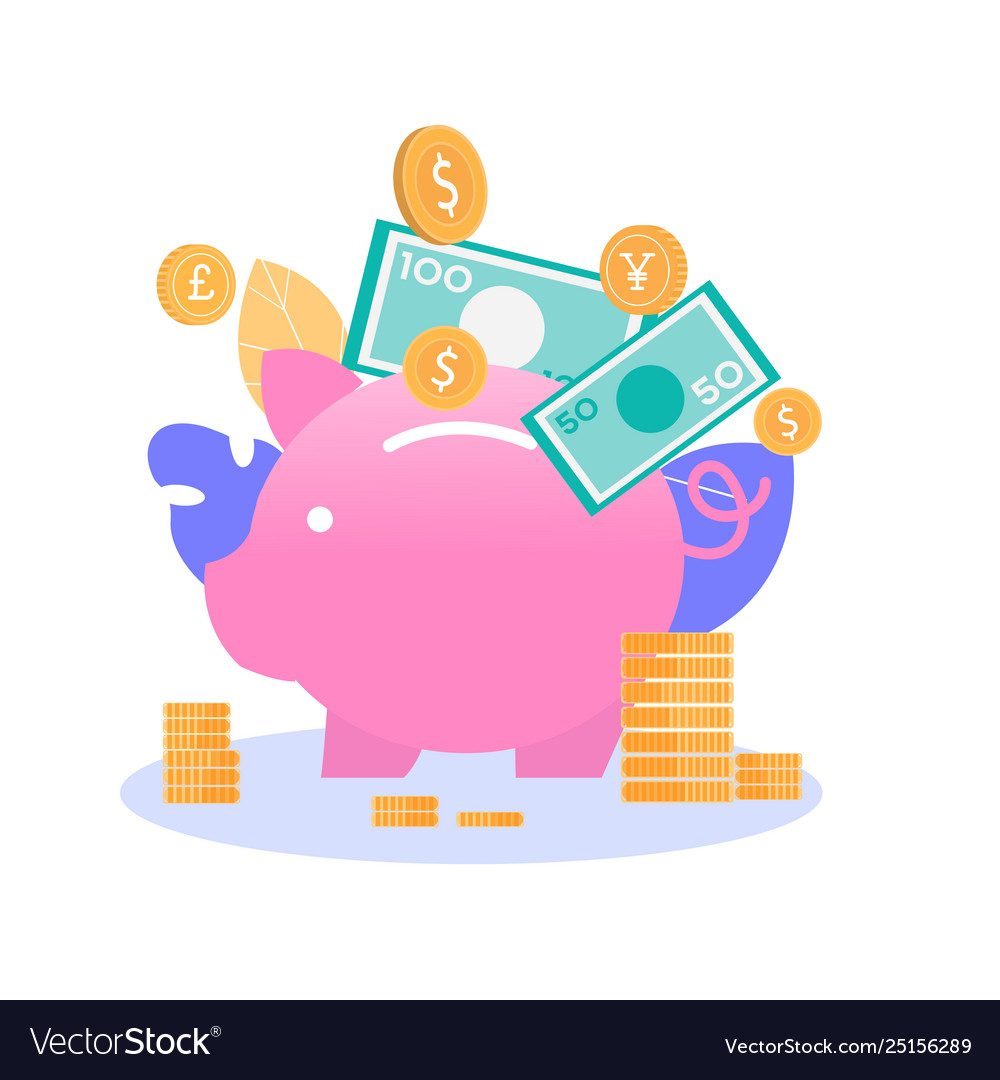 Piggy Bank Geldspeicher Finanz-Flachbanner vector image Piggy Bank Geldspeicher Finanz-Flachbanner
