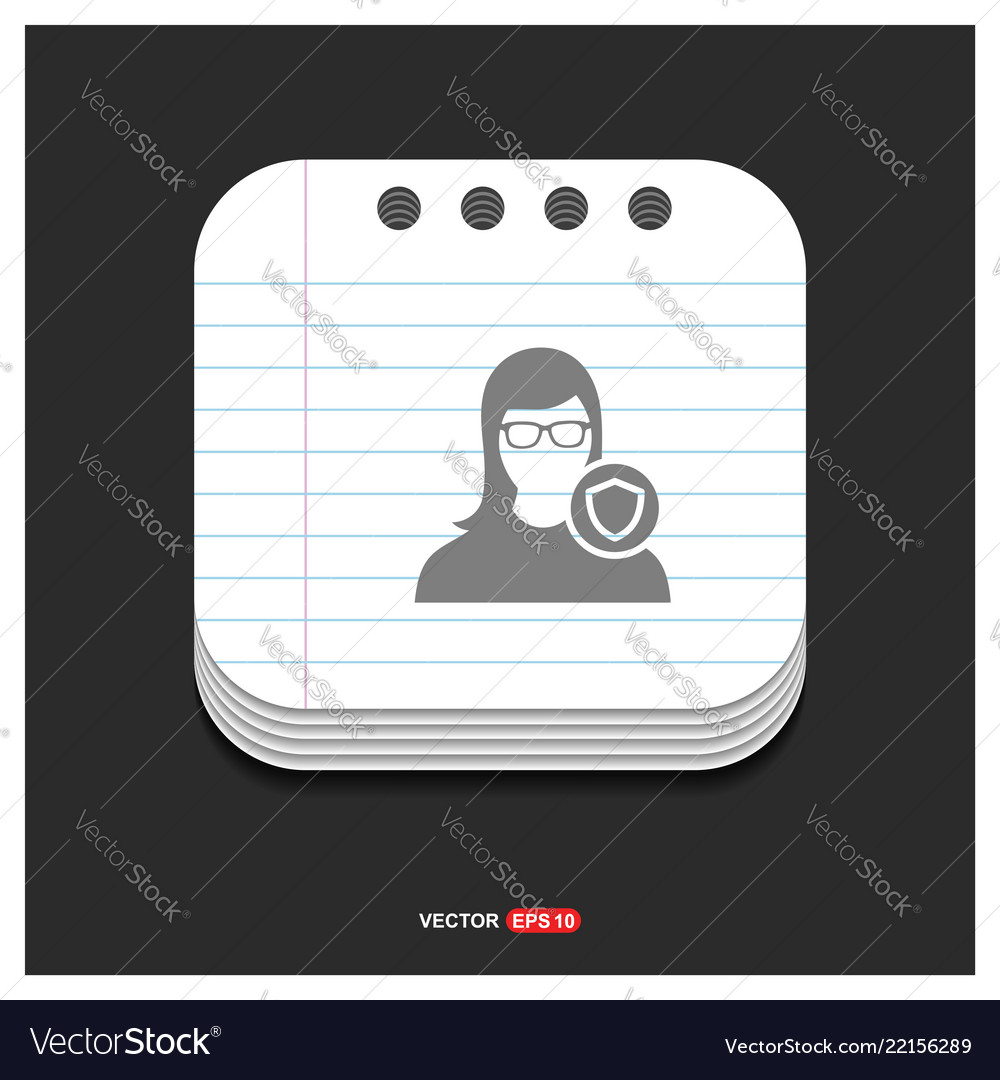 Protected user icon gray on notepad style vector image Protected user icon gray on notepad style