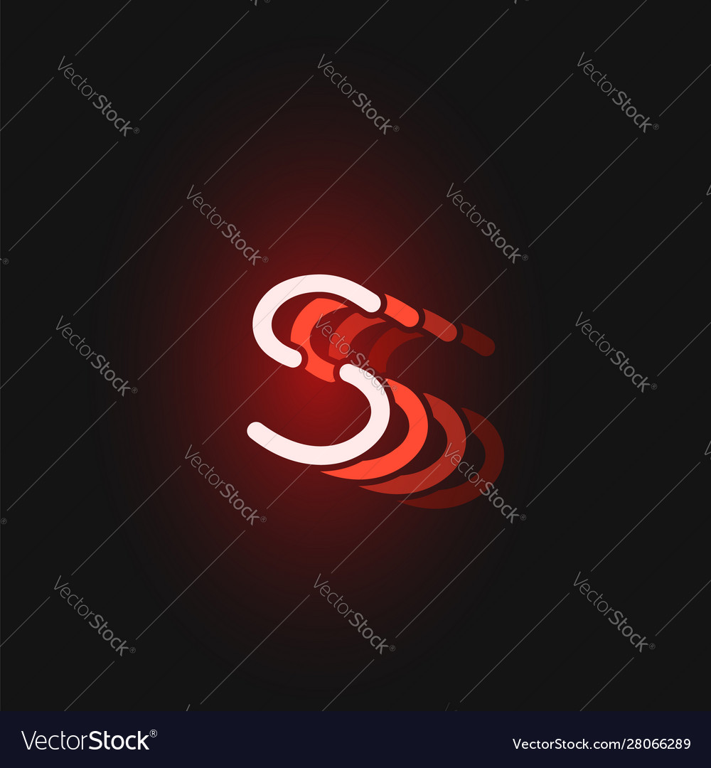 Red neon character font on black background