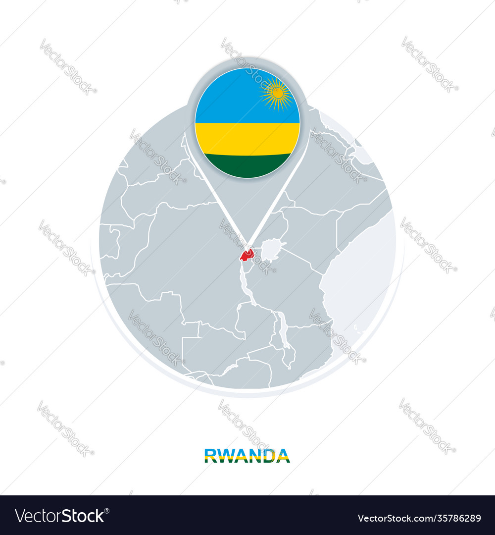 Rwanda map and flag icon with highlighted