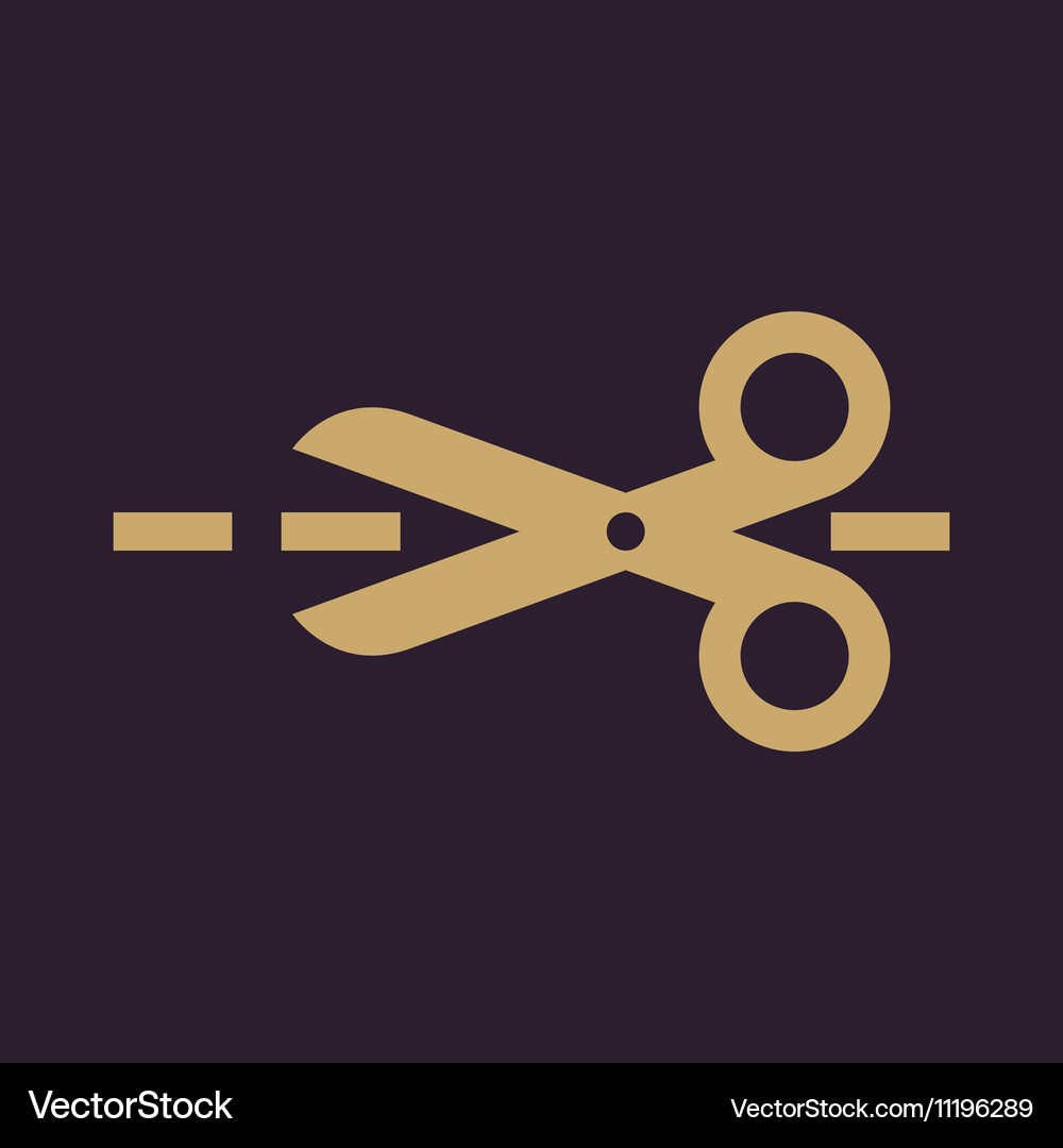 Scissors icon cut here symbol flat Royalty Free Vector Image