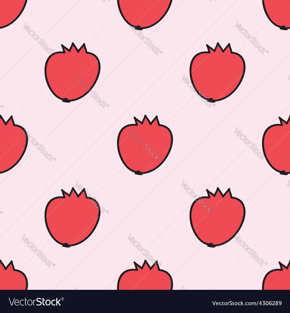 Seamless hand-drawn pattern with pomegranate