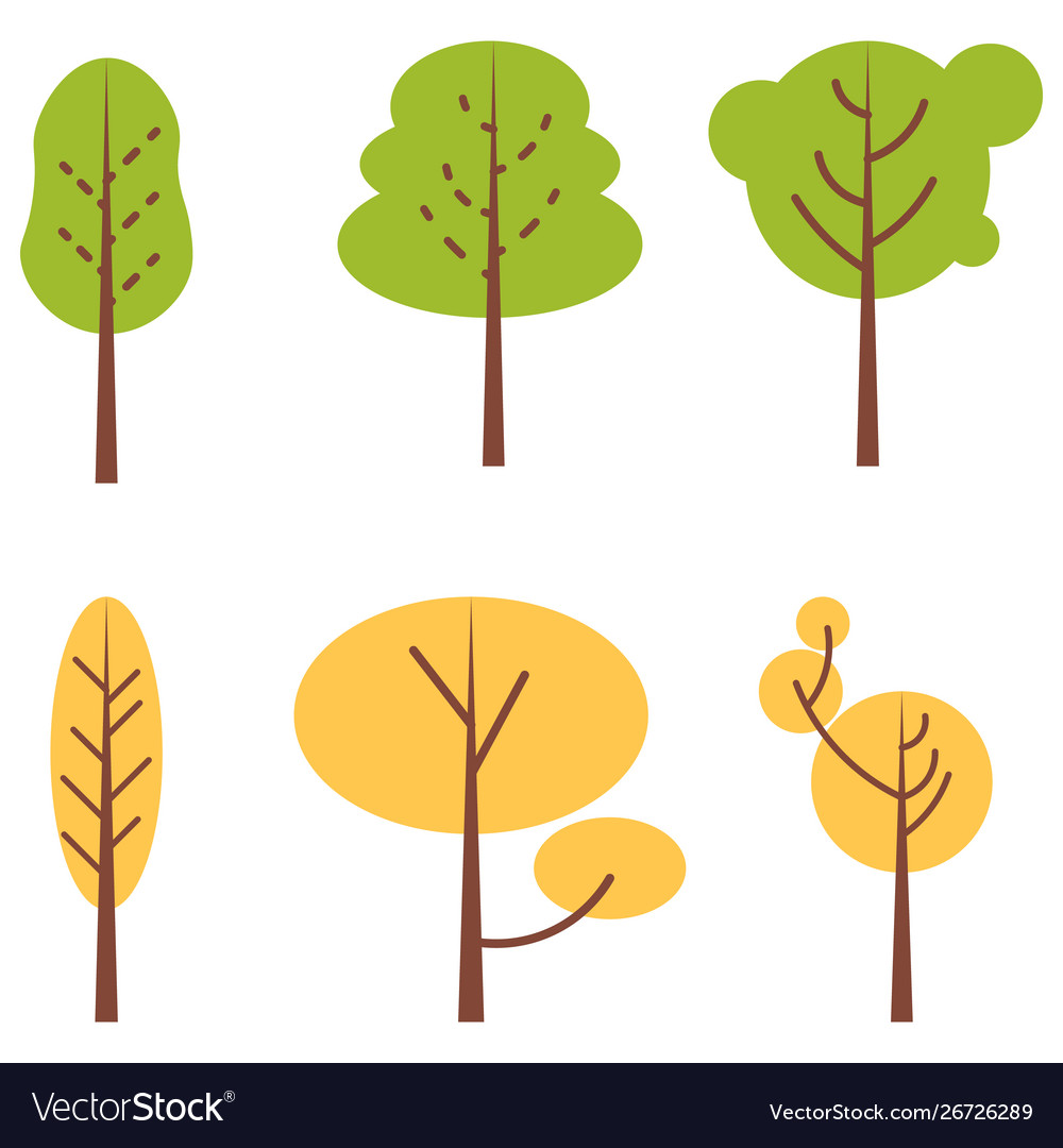 Set abstract stylized trees primitive style Vector Image Set abstract stylized trees primitive style