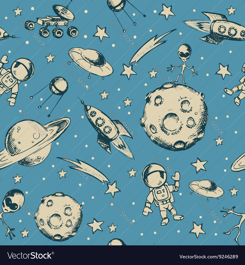 Space objects and symbols seamless