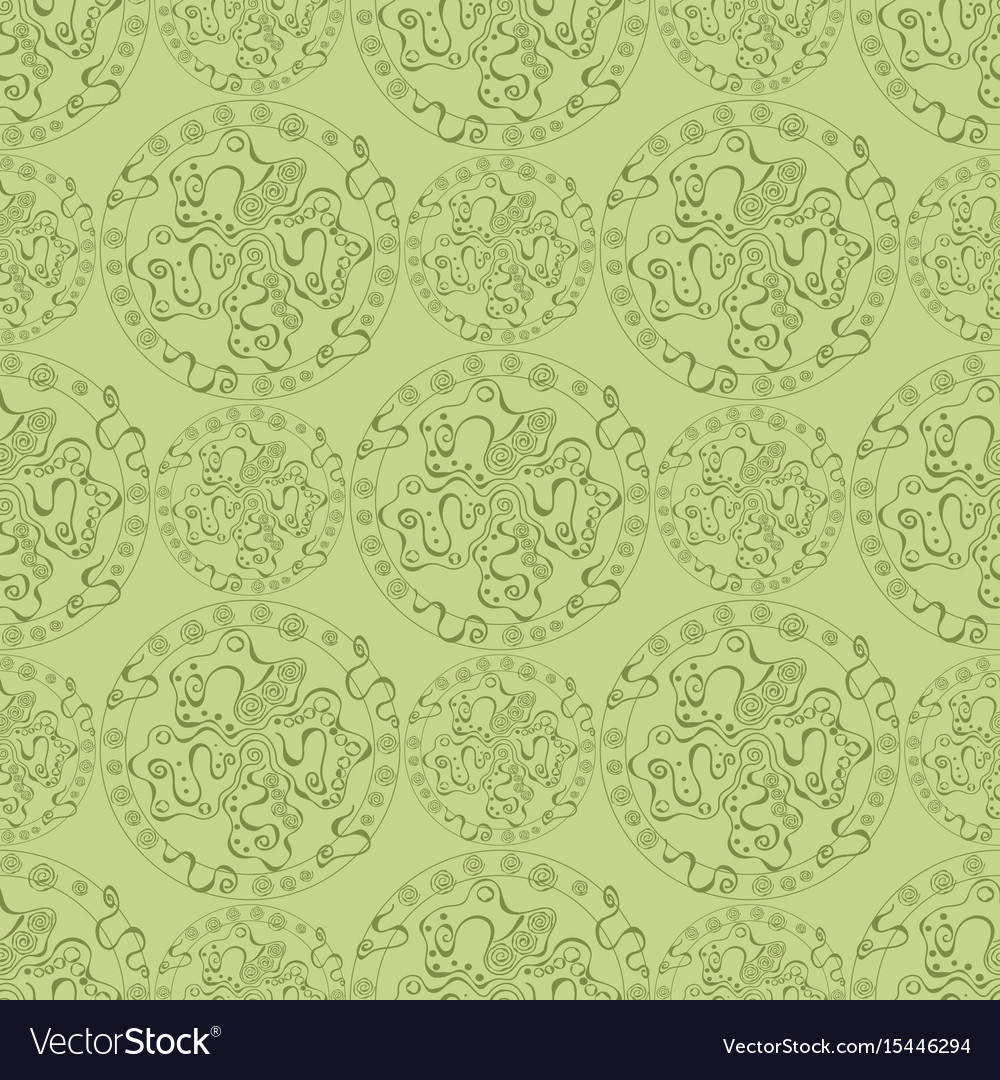 Abstract leaf colored circles with ornate objects