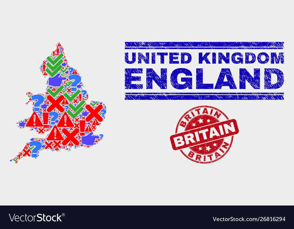 Collage england map symbol mosaic and grunge