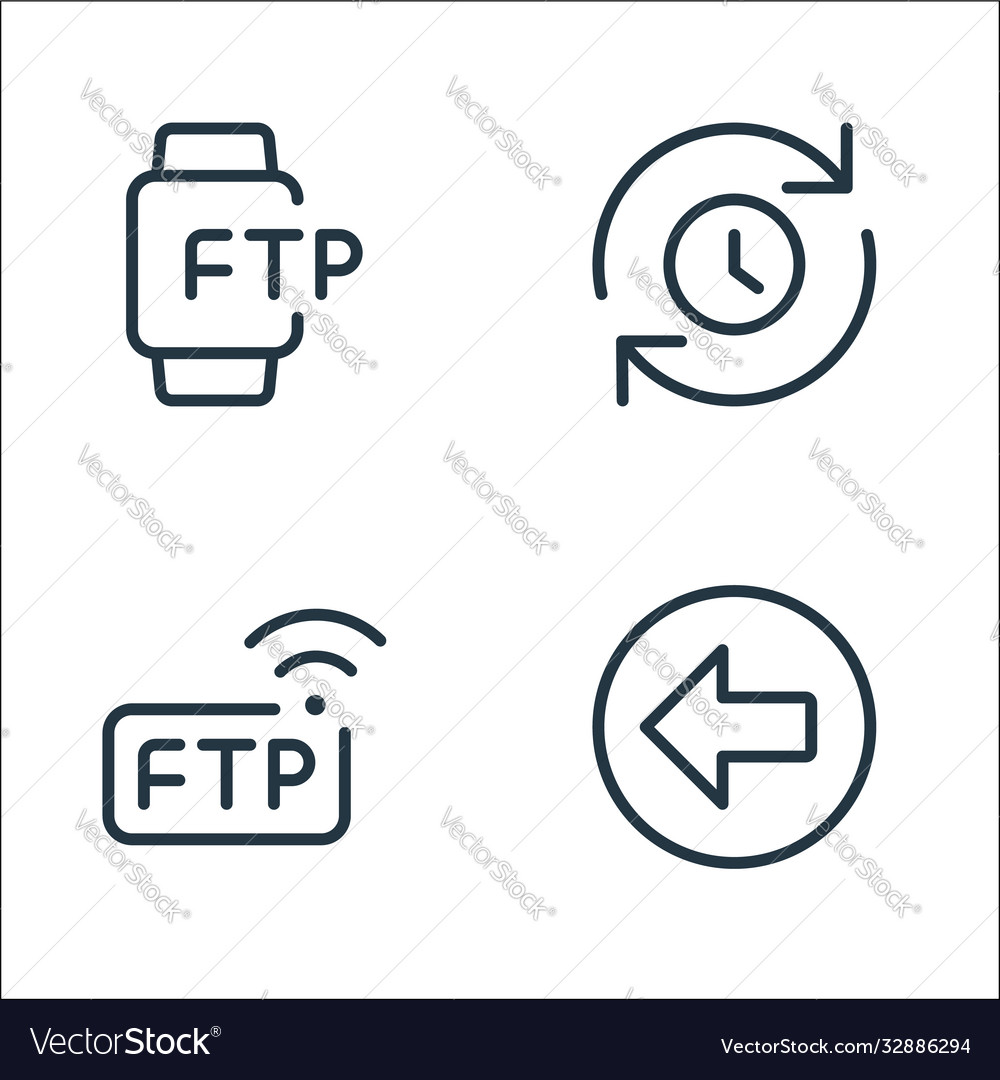Data transfer line icons linear set quality vector image Data transfer line icons linear set quality