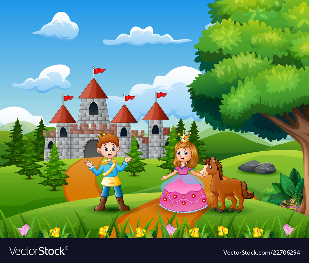 Fairy tale of beautiful princess and prince on the