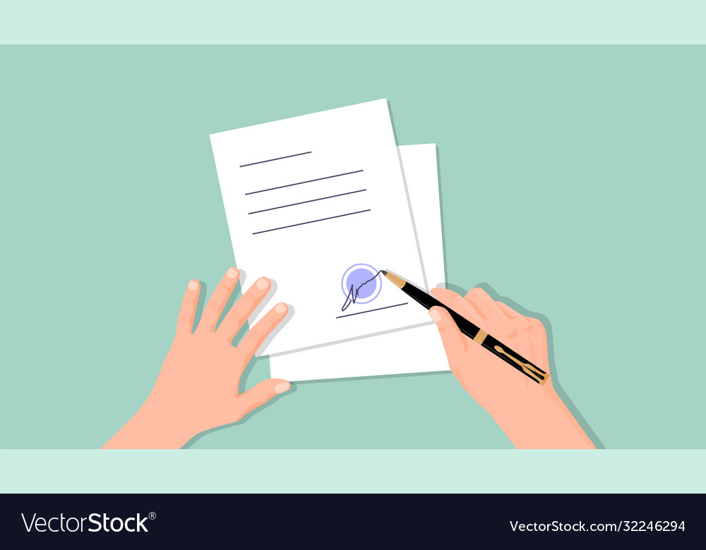Hands Signing Agreement Document