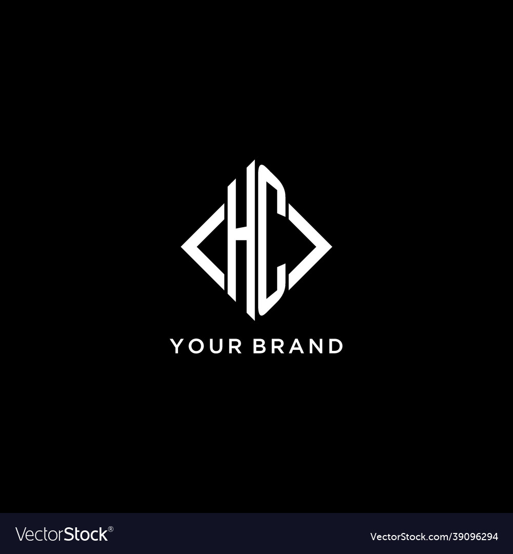 Hc initial monogram with rhombus shape logo design