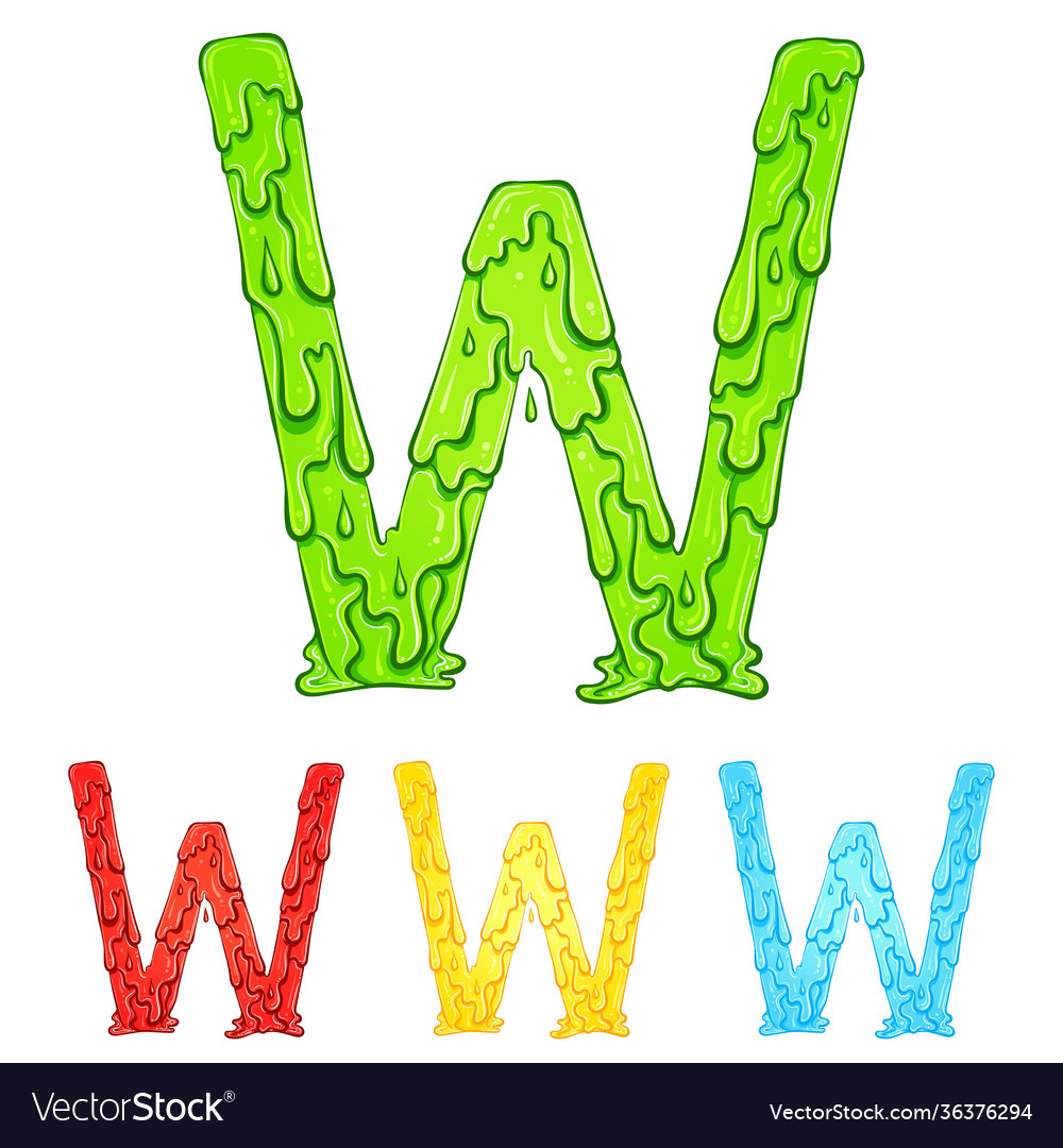 Letter w with flow drops colors