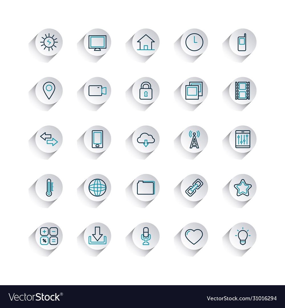 Location pin and smartphone app buttons icon set