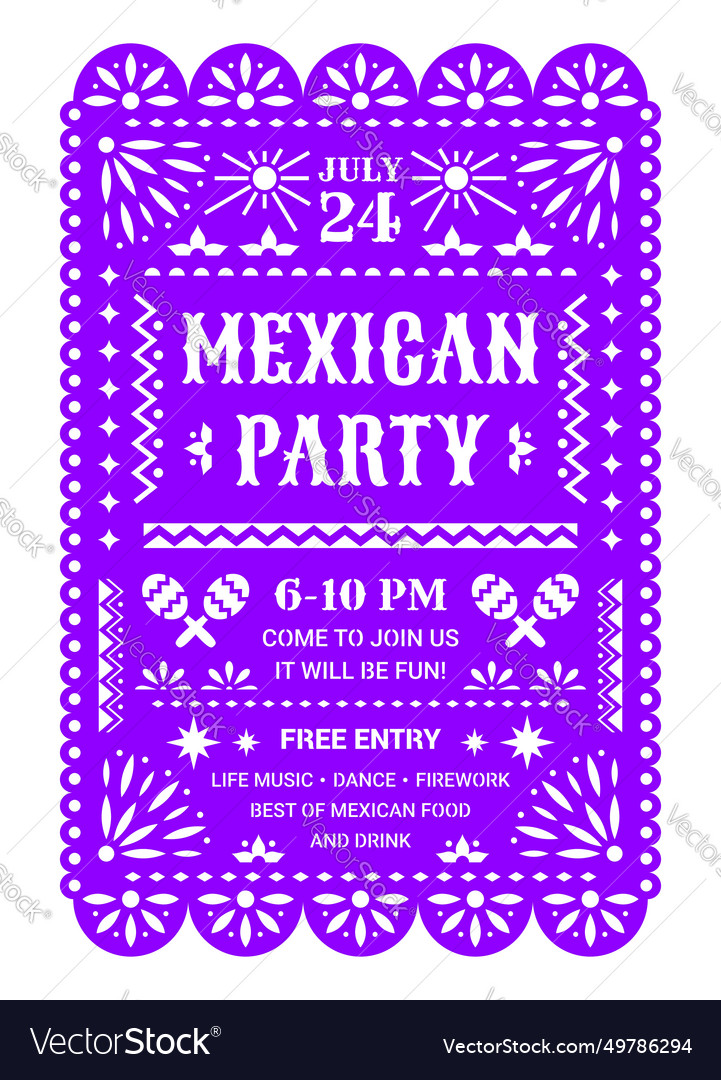 Mexican Party Flyer Of Papel Picado Paper Cut Flag 1175