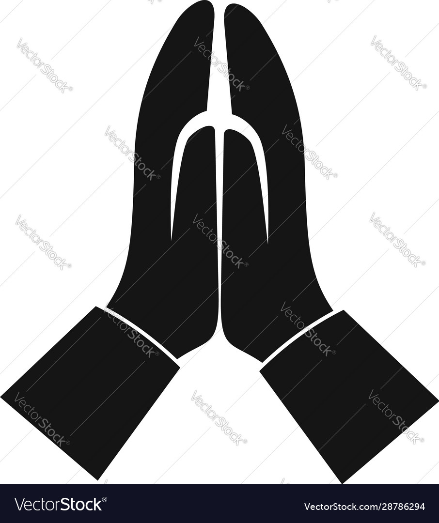 Person hands prayer icon simple style Royalty Free Vector