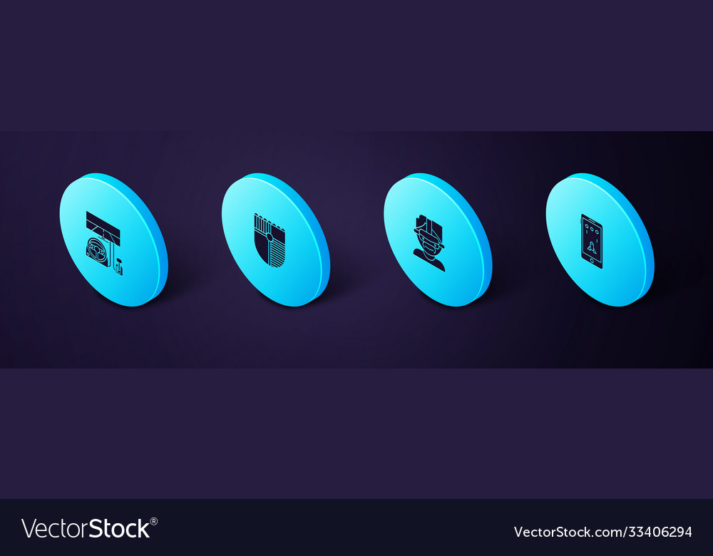 Set isometric mobile and playing in game virtual vector image Set isometric mobile and playing in game virtual