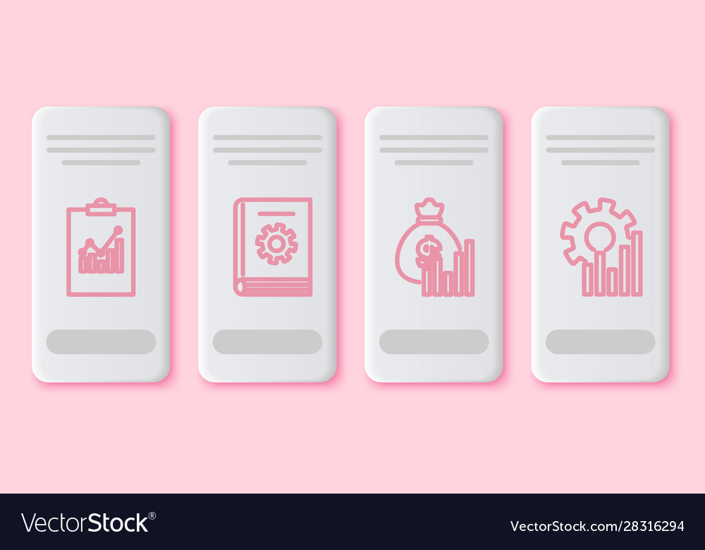 Set line clipboard with graph chart user manual vector image Set line clipboard with graph chart user manual