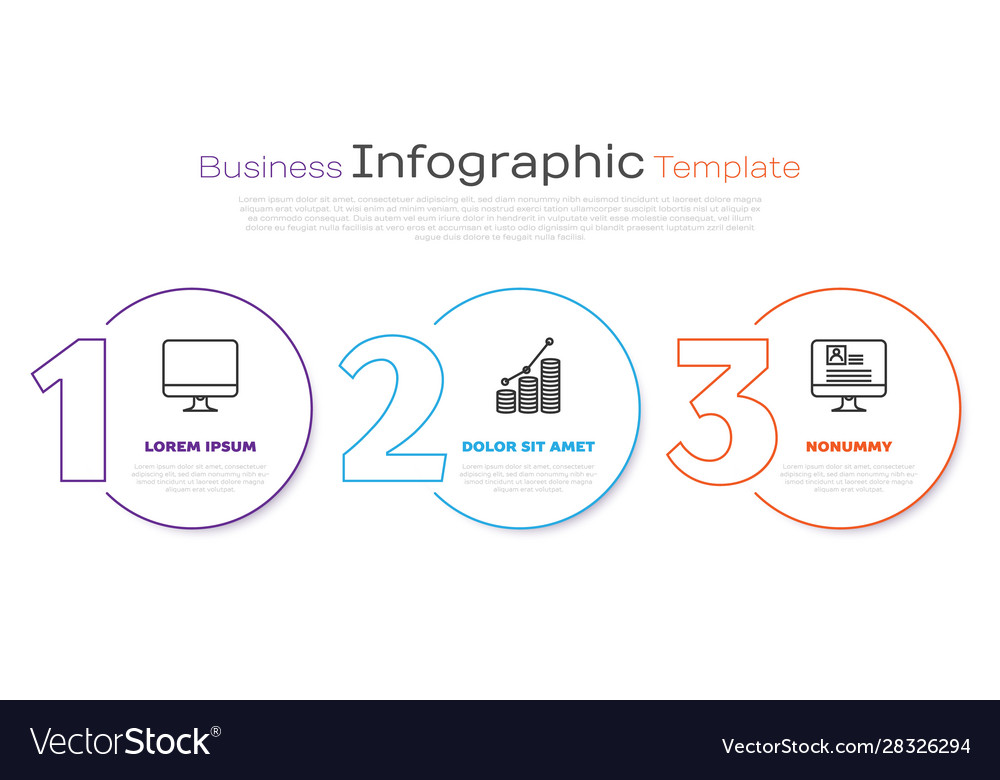 Set line computer monitor screen pie chart vector image Set line computer monitor screen pie chart