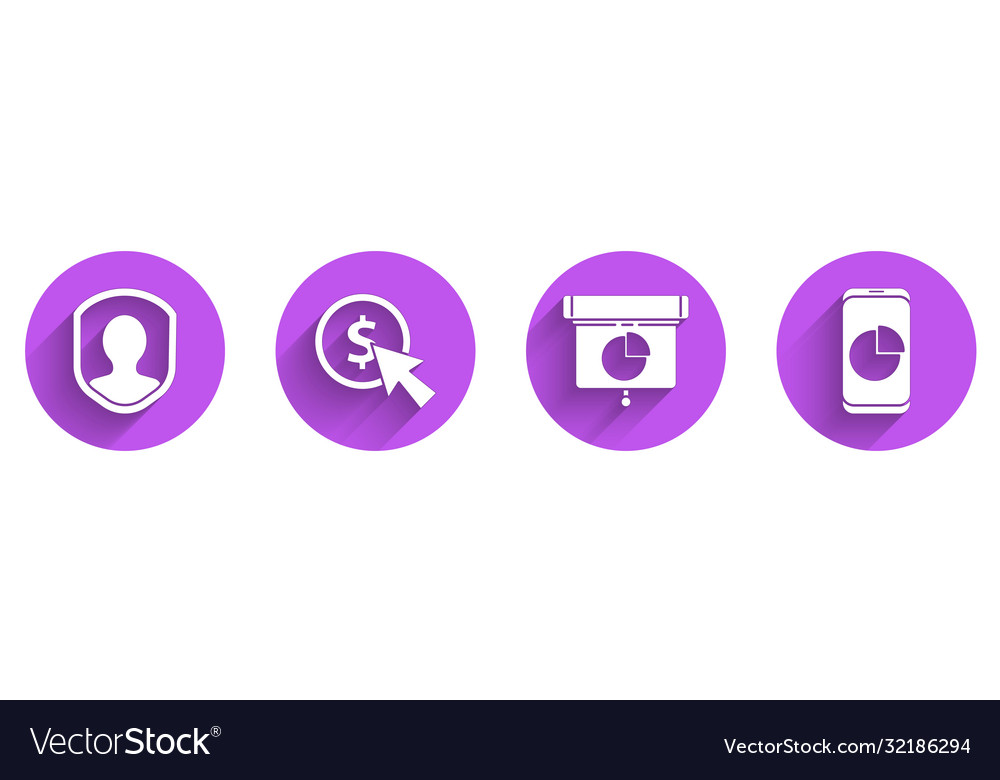 Set user protection cursor and coin graph chart vector image Set user protection cursor and coin graph chart