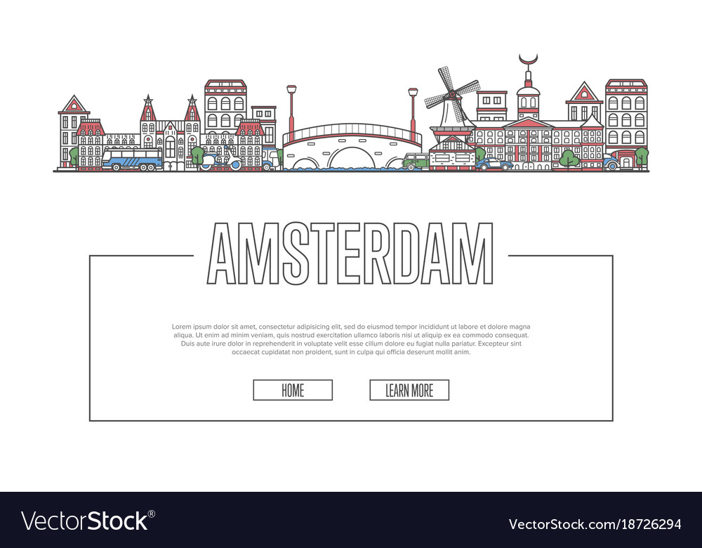 Travel amsterdam poster in linear style