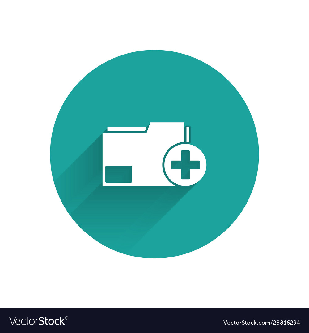 White add new folder icon isolated with long