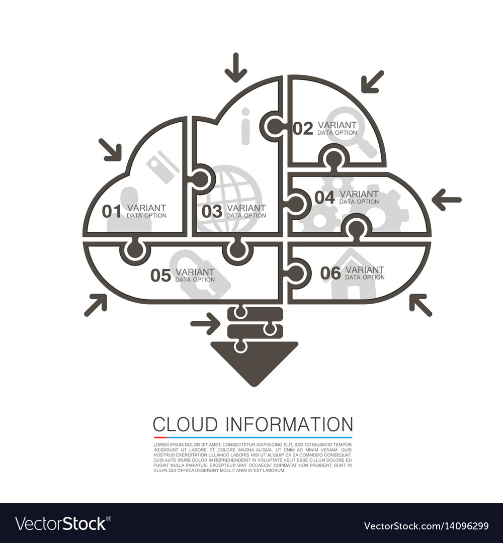 Cloud Data Puzzle with Icons