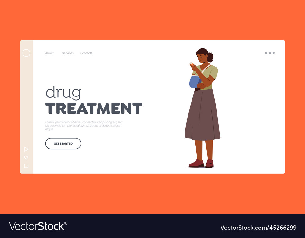 Drug treatment landing page template woman