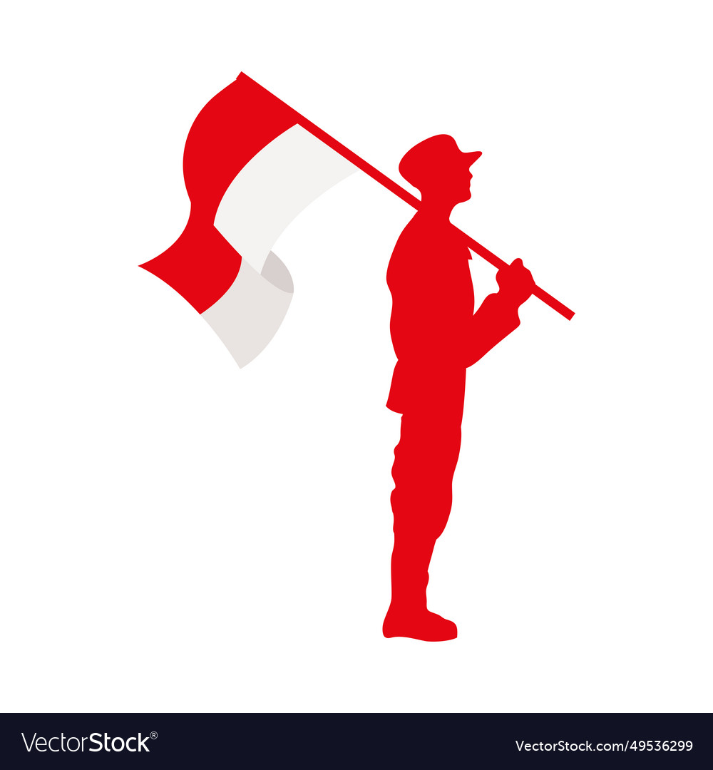 Indonesian independence soldier red and flag